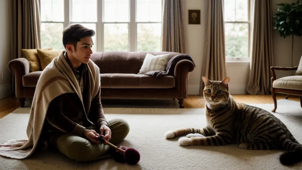 Patte de chat posée sur la main de son propriétaire après l'apprentissage du tour donner la patte