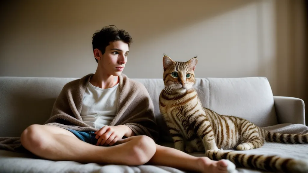 Main tenant une friandise près des genoux pour guider un chat en renforcement positif