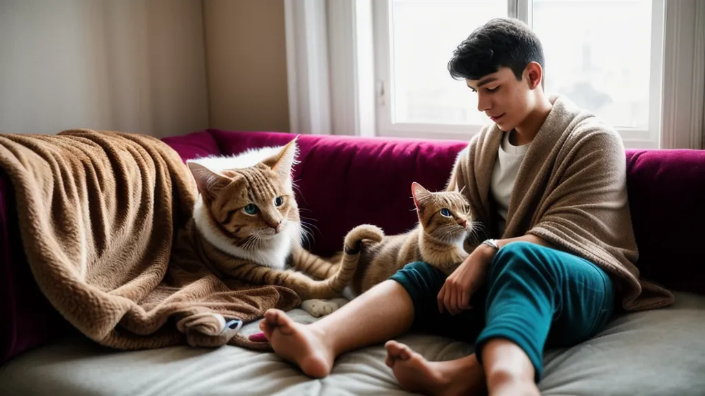 Chat tigré attentif, prêt à jouer juste après avoir fait sonner sa clochette d'appel