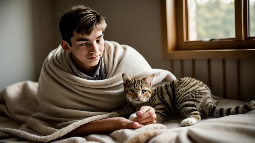 Technique du leurre pour apprendre à un chat à s'asseoir : main avec friandise au-dessus du nez du chat