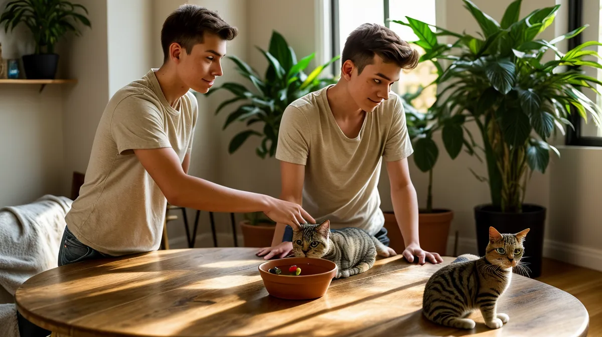 Comment apprendre à son chat à sauter dans un cerceau - chat tigré s'apprêtant à sauter dans le salon