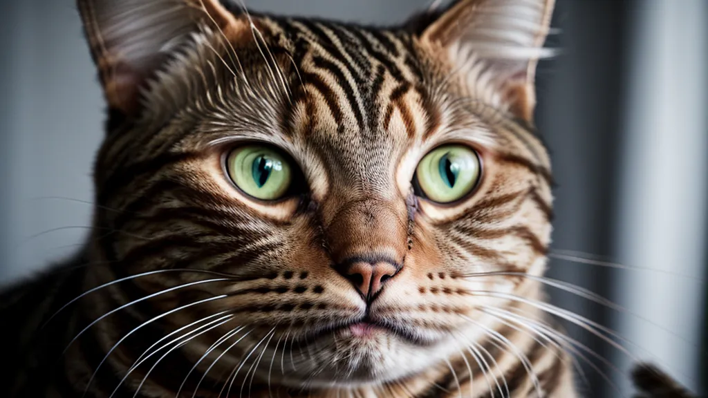 Chat attentif à l'affût, prêt à bondir pendant une séance de jeu structurée autour de sa routine
