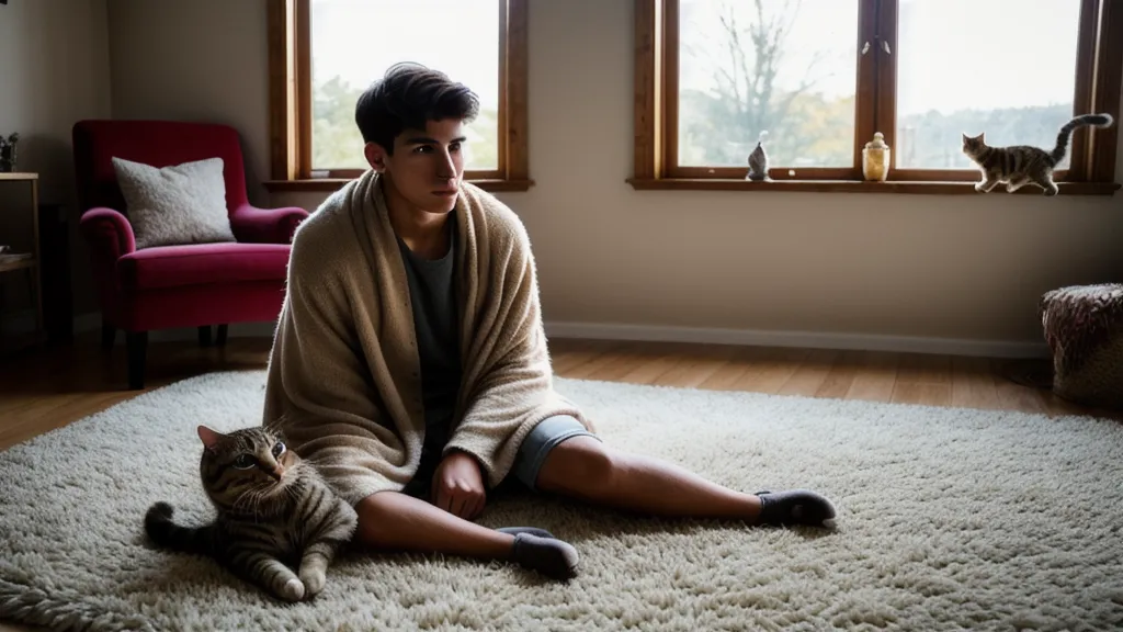 Chat qui capture un plumeau, étape clé du cycle chasse-capture dans une routine de jeu