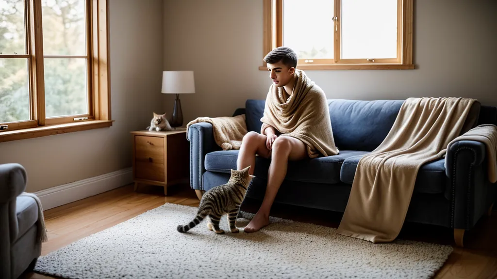 Bien-être félin en studio : un chat observe depuis une étagère murale aménagée en coin-chat