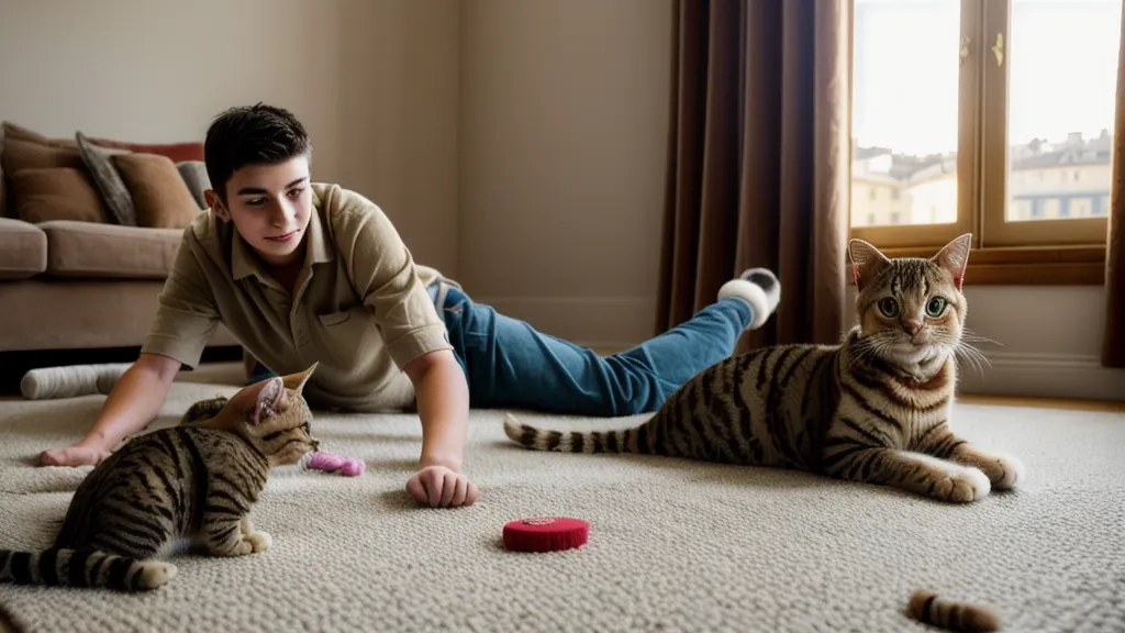 Gros plan d'un chat reniflant avec attention une boîte d'œufs vide, un jeu de flair simple pour l'intelligence féline.