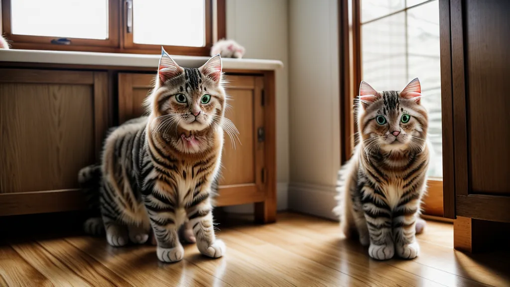 Un chat regarde avec perplexité le dessous d'un meuble inaccessible, un exemple de jeu de flair trop difficile.